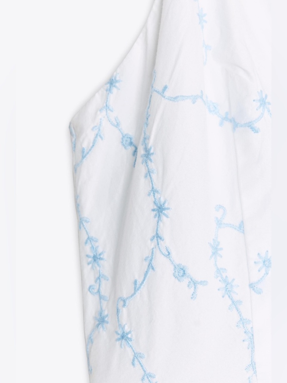 NWT. Zara White/Blue Embroidered Floral Print Mini Dress. Size S. - Picture 8 of 14